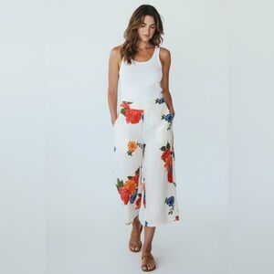 Joie White Floral Wide-Leg Pants